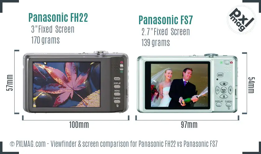 Panasonic FH22 vs Panasonic FS7 Screen and Viewfinder comparison