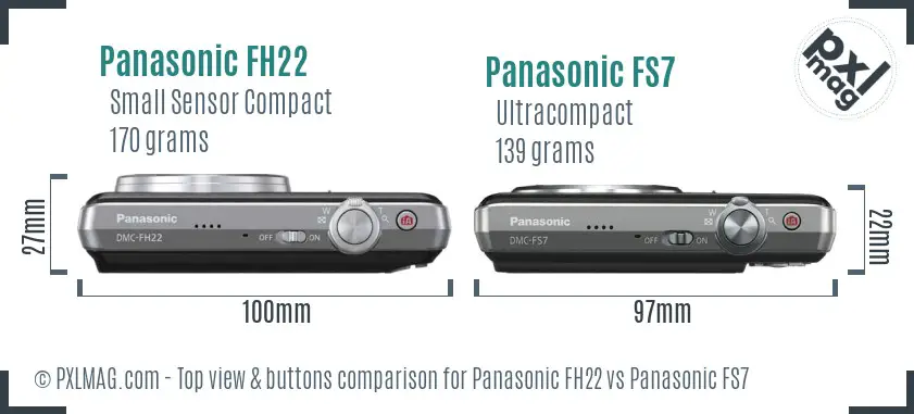 Panasonic FH22 vs Panasonic FS7 top view buttons comparison