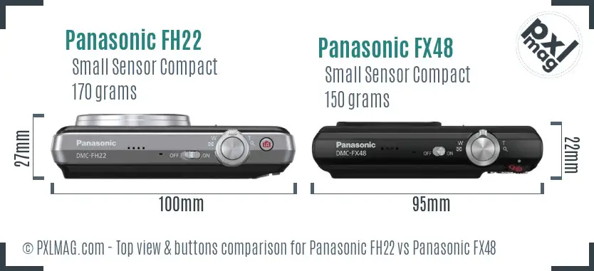 Panasonic FH22 vs Panasonic FX48 top view buttons comparison