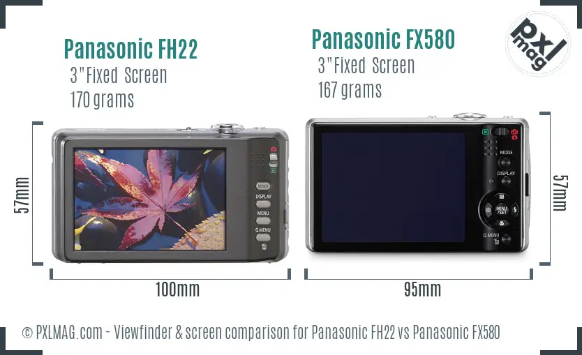Panasonic FH22 vs Panasonic FX580 Screen and Viewfinder comparison