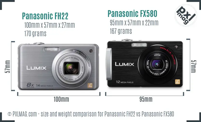Panasonic FH22 vs Panasonic FX580 size comparison