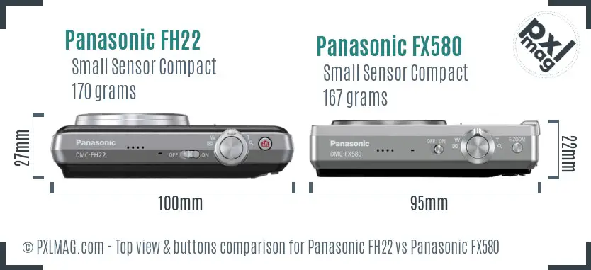 Panasonic FH22 vs Panasonic FX580 top view buttons comparison