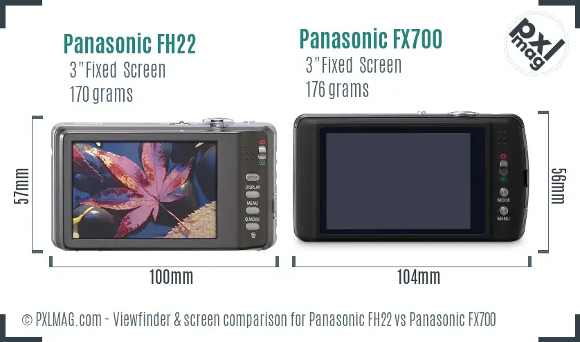 Panasonic FH22 vs Panasonic FX700 Screen and Viewfinder comparison