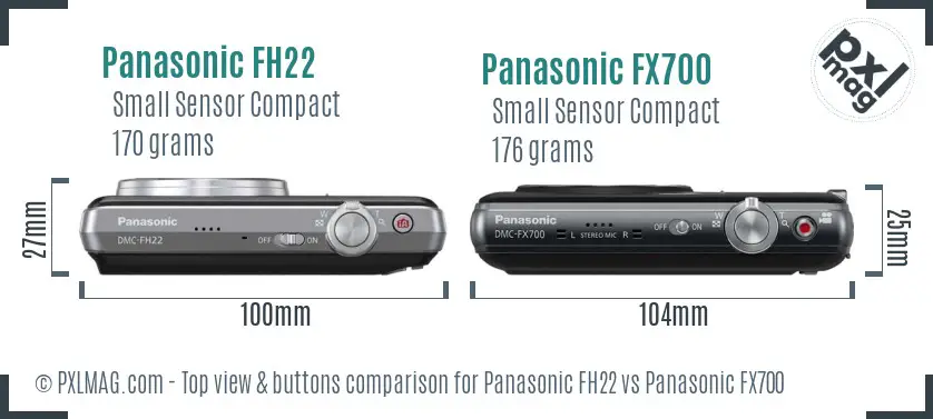 Panasonic FH22 vs Panasonic FX700 top view buttons comparison