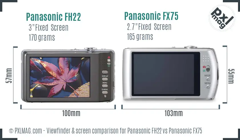 Panasonic FH22 vs Panasonic FX75 Screen and Viewfinder comparison