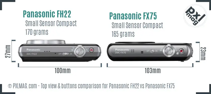 Panasonic FH22 vs Panasonic FX75 top view buttons comparison