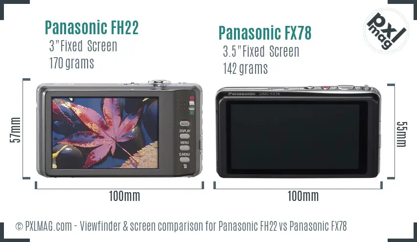 Panasonic FH22 vs Panasonic FX78 Screen and Viewfinder comparison