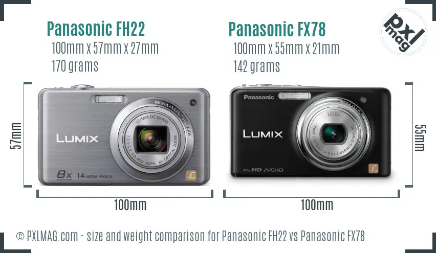 Panasonic FH22 vs Panasonic FX78 size comparison