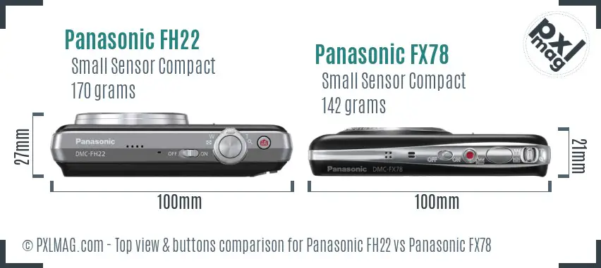 Panasonic FH22 vs Panasonic FX78 top view buttons comparison