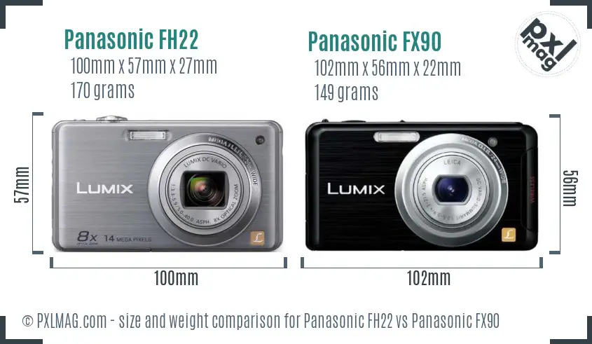 Panasonic FH22 vs Panasonic FX90 size comparison