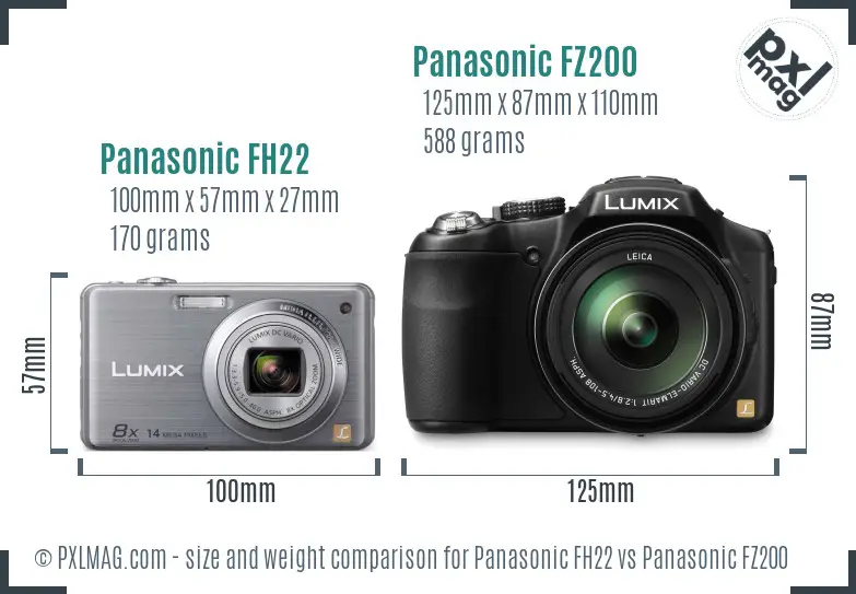 Panasonic FH22 vs Panasonic FZ200 size comparison