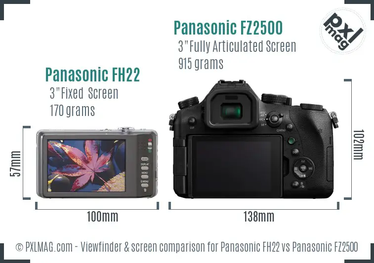 Panasonic FH22 vs Panasonic FZ2500 Screen and Viewfinder comparison