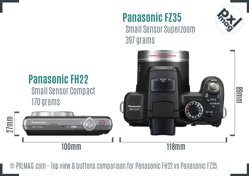 Panasonic FH22 vs Panasonic FZ35 top view buttons comparison