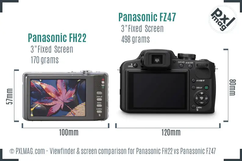 Panasonic FH22 vs Panasonic FZ47 Screen and Viewfinder comparison