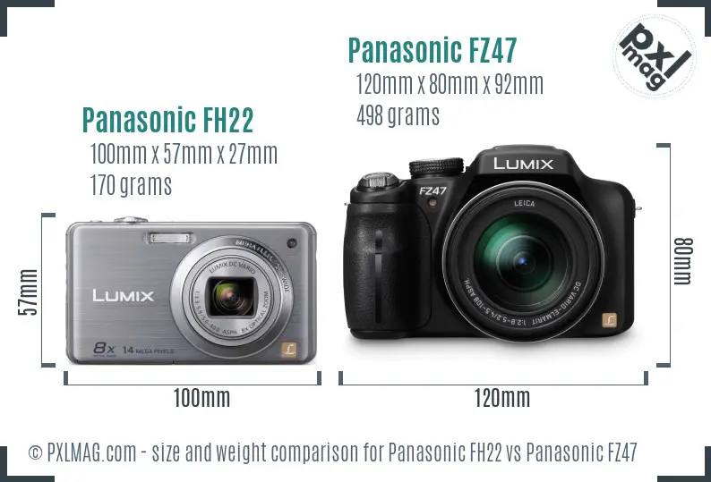 Panasonic FH22 vs Panasonic FZ47 size comparison