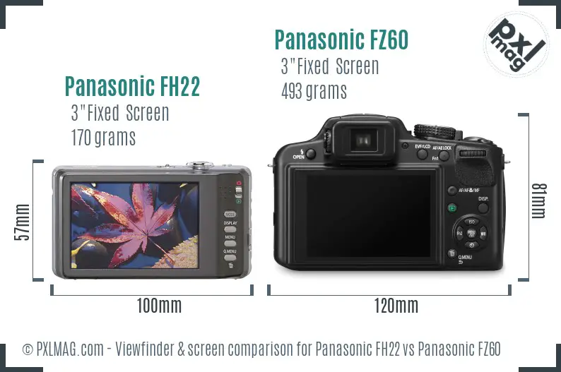 Panasonic FH22 vs Panasonic FZ60 Screen and Viewfinder comparison