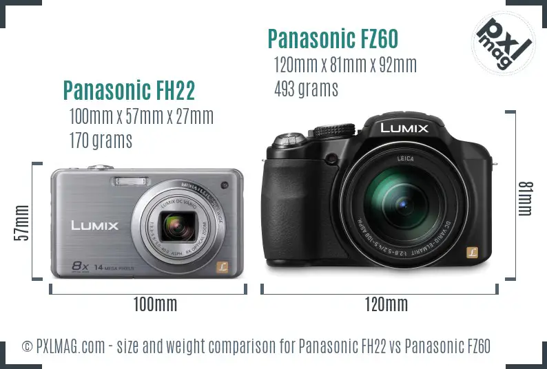 Panasonic FH22 vs Panasonic FZ60 size comparison