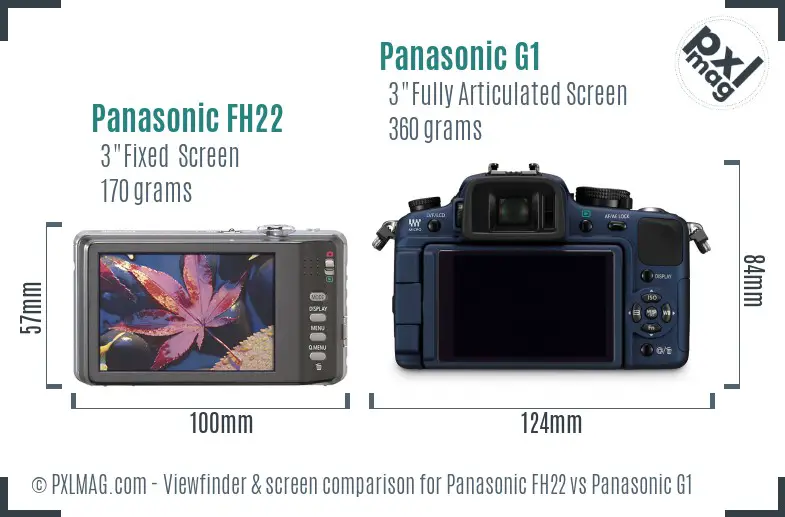 Panasonic FH22 vs Panasonic G1 Screen and Viewfinder comparison