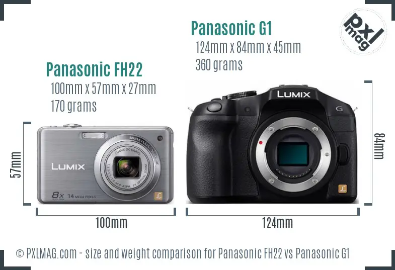 Panasonic FH22 vs Panasonic G1 size comparison