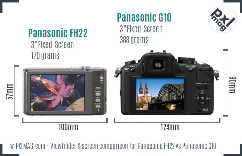 Panasonic FH22 vs Panasonic G10 Screen and Viewfinder comparison