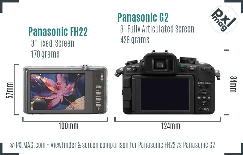 Panasonic FH22 vs Panasonic G2 Screen and Viewfinder comparison