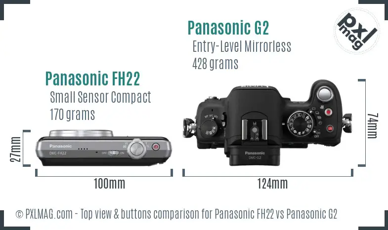 Panasonic FH22 vs Panasonic G2 top view buttons comparison