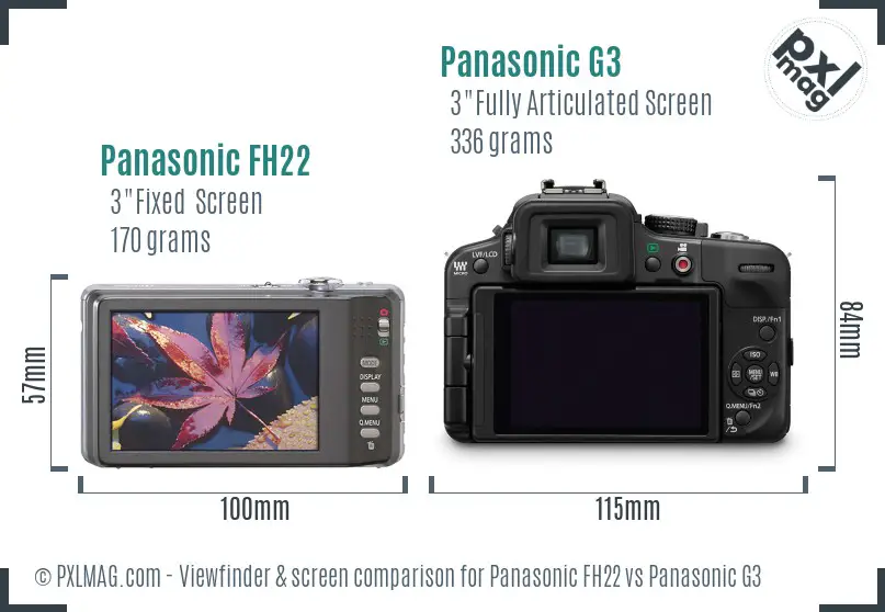 Panasonic FH22 vs Panasonic G3 Screen and Viewfinder comparison