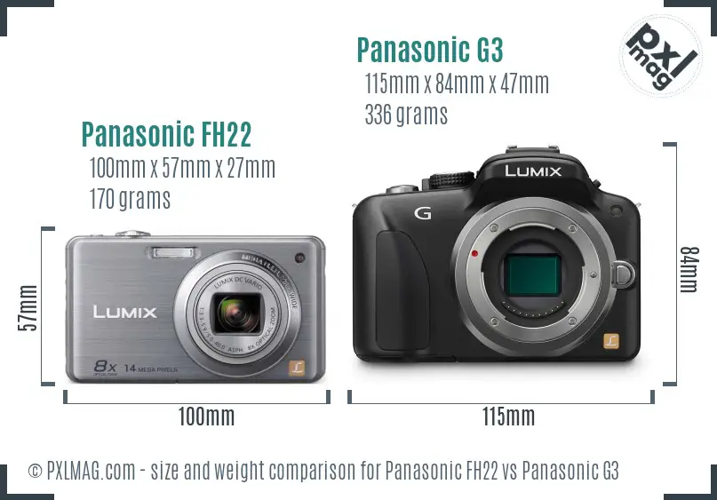 Panasonic FH22 vs Panasonic G3 size comparison