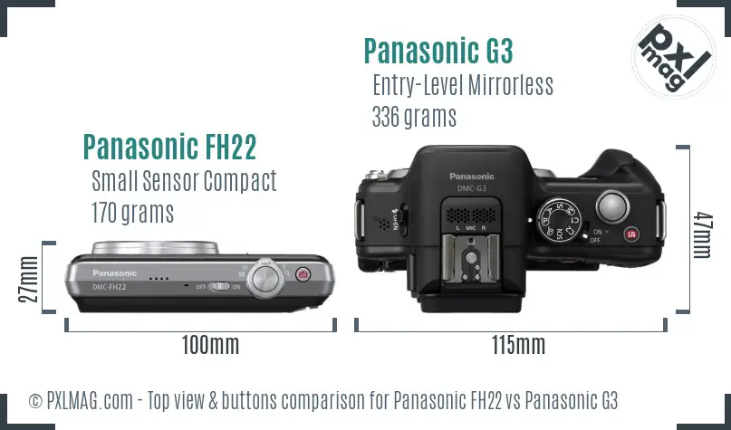 Panasonic FH22 vs Panasonic G3 top view buttons comparison