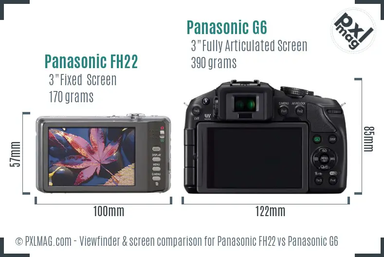 Panasonic FH22 vs Panasonic G6 Screen and Viewfinder comparison