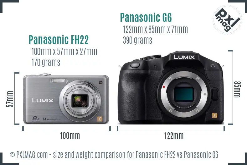 Panasonic FH22 vs Panasonic G6 size comparison