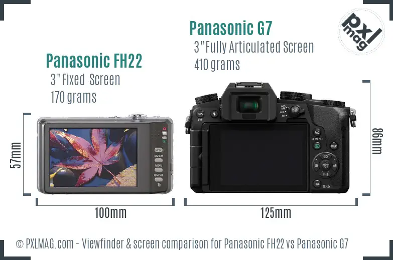 Panasonic FH22 vs Panasonic G7 Screen and Viewfinder comparison