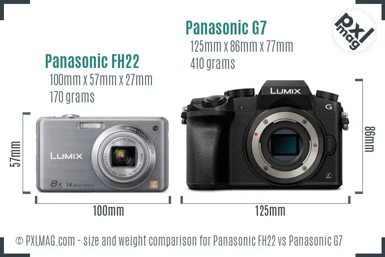 Panasonic FH22 vs Panasonic G7 size comparison