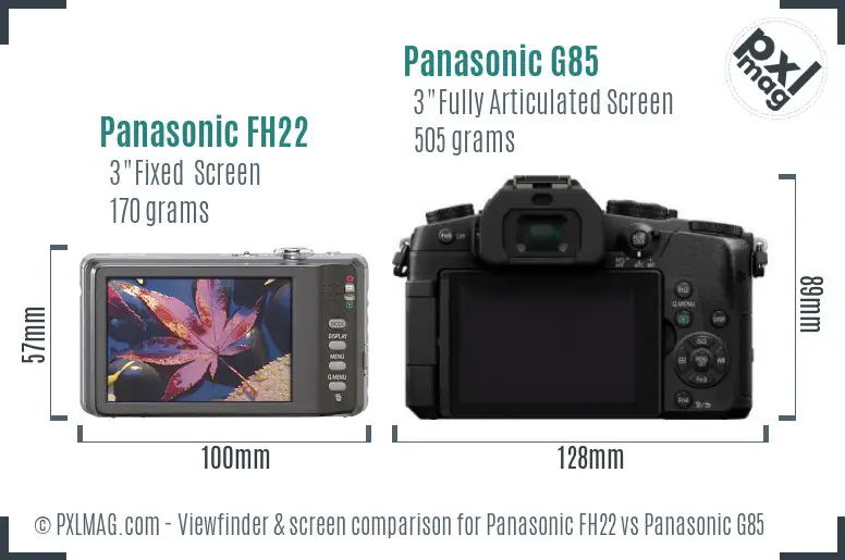 Panasonic FH22 vs Panasonic G85 Screen and Viewfinder comparison