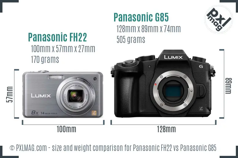 Panasonic FH22 vs Panasonic G85 size comparison