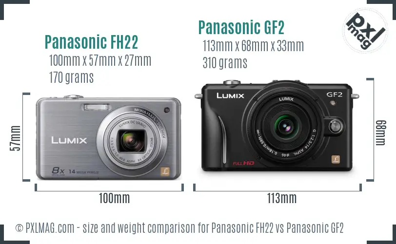 Panasonic FH22 vs Panasonic GF2 size comparison