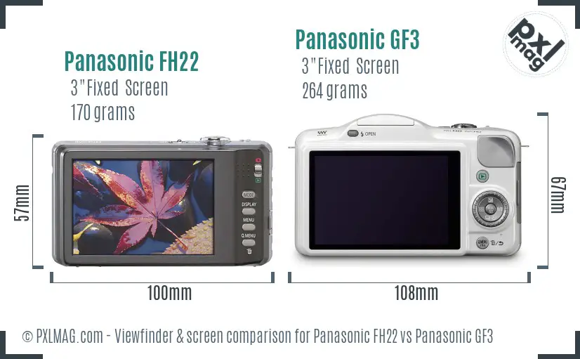 Panasonic FH22 vs Panasonic GF3 Screen and Viewfinder comparison