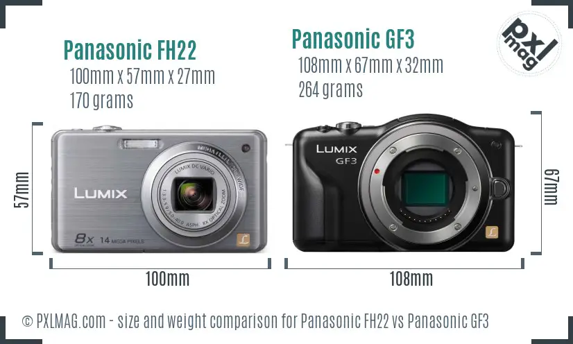 Panasonic FH22 vs Panasonic GF3 size comparison