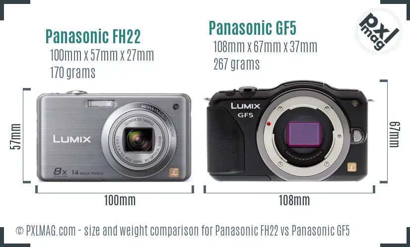 Panasonic FH22 vs Panasonic GF5 size comparison