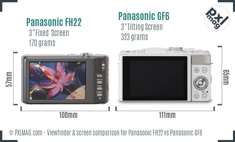 Panasonic FH22 vs Panasonic GF6 Screen and Viewfinder comparison Panasonic FH22 vs Panasonic GF6 Screen and Viewfinder comparison