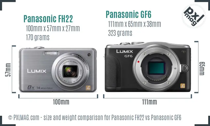 Panasonic FH22 vs Panasonic GF6 size comparison Panasonic FH22 vs Panasonic GF6 size comparison