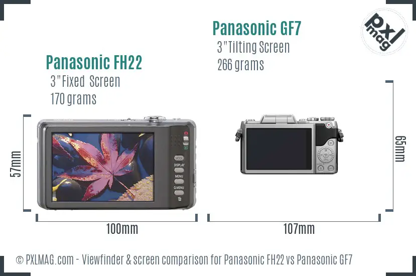 Panasonic FH22 vs Panasonic GF7 Screen and Viewfinder comparison