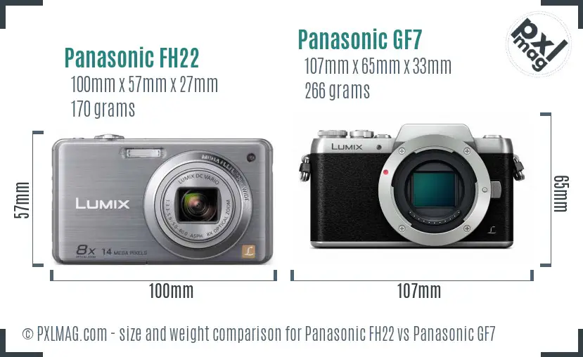 Panasonic FH22 vs Panasonic GF7 size comparison