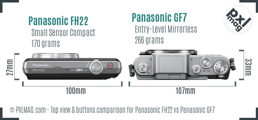 Panasonic FH22 vs Panasonic GF7 top view buttons comparison