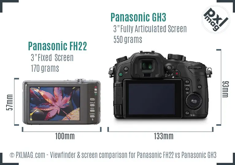 Panasonic FH22 vs Panasonic GH3 Screen and Viewfinder comparison