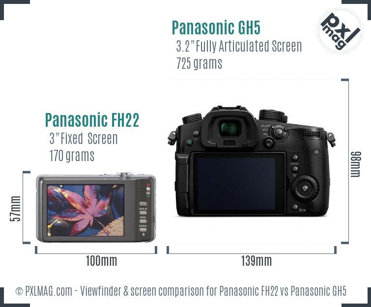 Panasonic FH22 vs Panasonic GH5 Screen and Viewfinder comparison