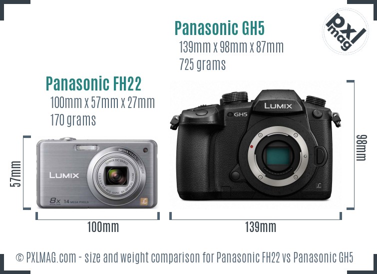 Panasonic FH22 vs Panasonic GH5 size comparison Panasonic FH22 vs Panasonic GH5 size comparison