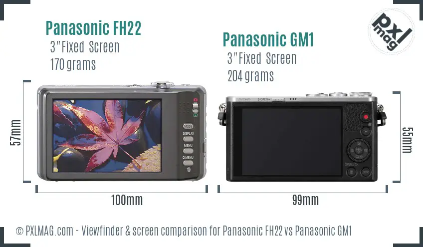 Panasonic FH22 vs Panasonic GM1 Screen and Viewfinder comparison