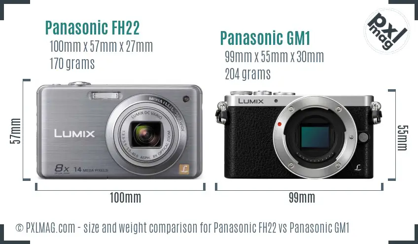 Panasonic FH22 vs Panasonic GM1 size comparison