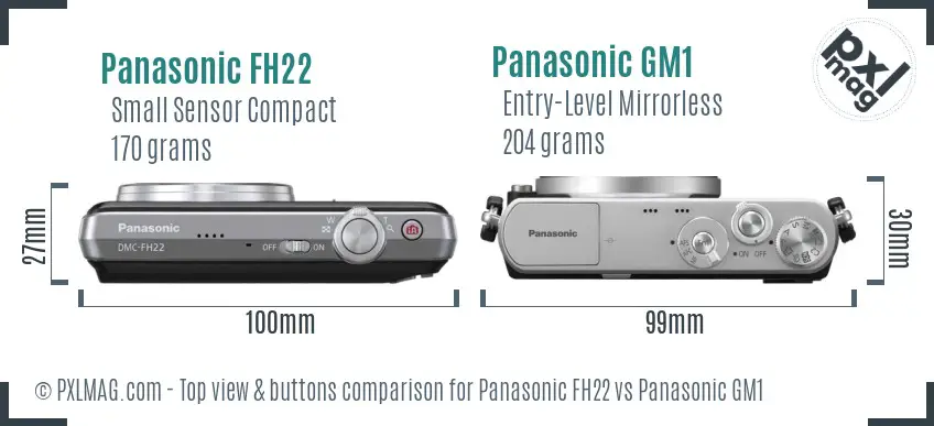 Panasonic FH22 vs Panasonic GM1 top view buttons comparison